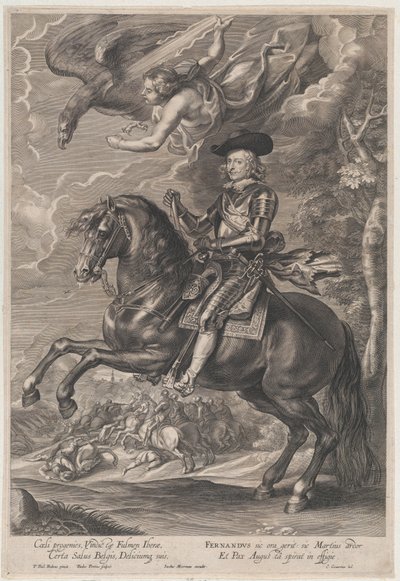 Portræt af Kardinal-Infante Ferdinand af Østrig, til hest, ca. 1640-53., ca. 1640-53. af Paulus Pontius