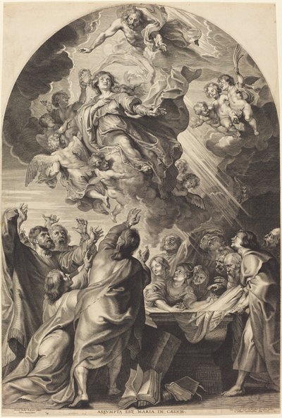 Jomfruens antagelse af Paulus Pontius, after Sir Peter Paul Rubens