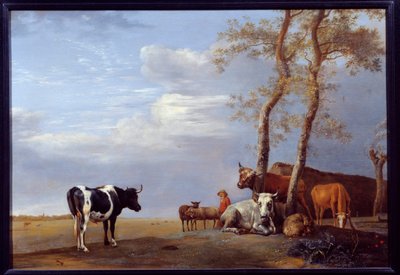 Landskab med bonde og dyr. Maleri af Paul Potter (1625-1654) Ec. Hol. af Paulus Potter
