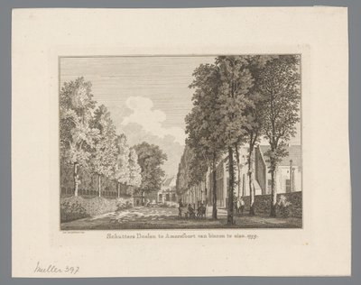 Udsigt over Doelen i Amersfoort Skytter Doelen i Amersfoort skal ses indefra. 1759 (titel på objekt) af Paulus van Liender