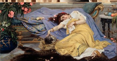 Fulvia (Fulvie Flacca Bambula, 77-40 av J-C) avec la tete de Cicero (Marcus Tullius Cicero af Pavel Alexandrovich Svedomsky