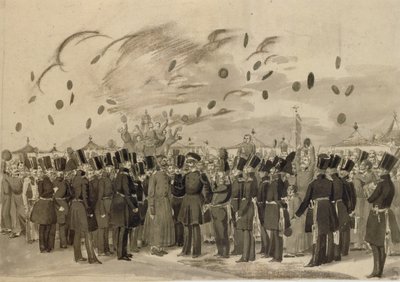 Storhertug Mikhail Pavlovich besøger lejren for Life-Guard Finland Regiment den 8. juli 1837, 1837 af Pavel Andreevich Fedotov