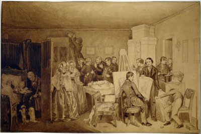 Konsekvenserne af Fidelkas død - Værk af Pavel Andreyevich Fedotov (1815-1852), indisk blæk og sepia på papir af Pavel Andreevich Fedotov