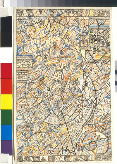 Universets formel - Værk af Pavel Nikolaievich Filonov (1883-1941), akvarel på papir af Pawel Nikolajewitsch Filonow