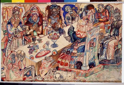 ""Kongernes fest"" Akvarel og pen af ​​Pavel Nikolayevich Filonov (1883-1941) omkring 1912 Statens Russiske Museum Sankt Petersborg af Pawel Nikolajewitsch Filonow