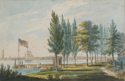 Philadelphia fra den anden side af Delaware-floden, 1811-ca. 1813. af Pavel Petrovic Svin