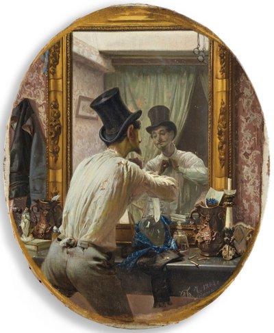 Franskmand gør sig klar til bal populaire, 1863. af Pavel Petrovich Chistyakov
