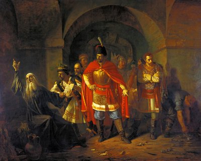 Patriark Hermogenes nægter at velsigne polakkerne, 1860. af Pavel Petrovich Chistyakov