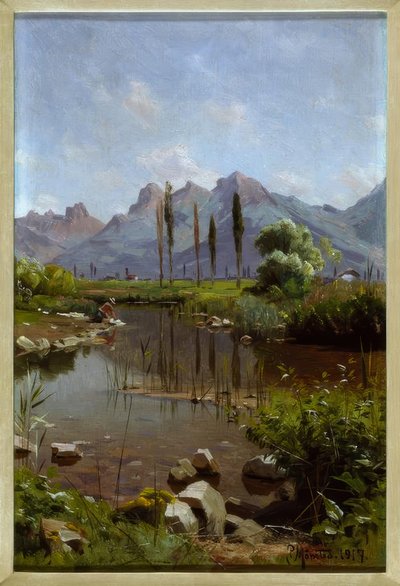 Brook breder sig ved Genevesøen af Peder Monsted