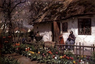 Udenfor hytten af Peder Monsted