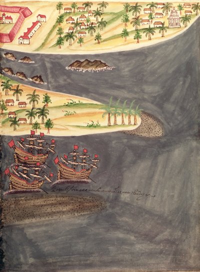 Sloane 197 f.182 Udforskningskort over Surat, i Gujarat-distriktet i Indien, illustration fra 