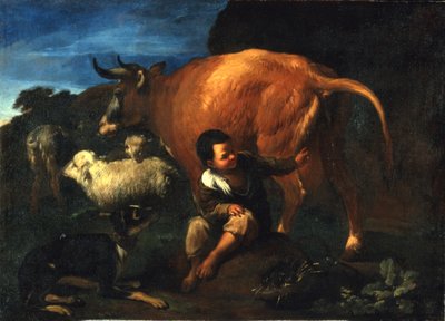 Hyrdedreng og ko, slutningen af det 17. århundrede (olie på lærred) af Pedro Nunez de Villavicenzio