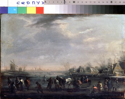 "Vinterlandskab med skatere" Maleri af Peeter Bout (1658-1719) Serpoukhov, Statens Museum for Historie og Kunst af Peeter or Pieter Bout