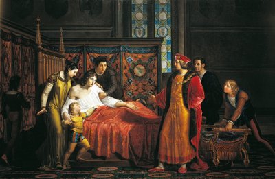 Charles VIII besøger døende Gian Galeazzo Sforza i Pavia Slot af Pelagio Palagi