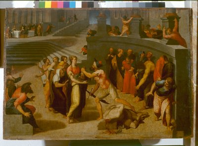 Halshugning af Johannes Døberen, ca. 1556 (olie på panel) af Pellegrino Tibaldi