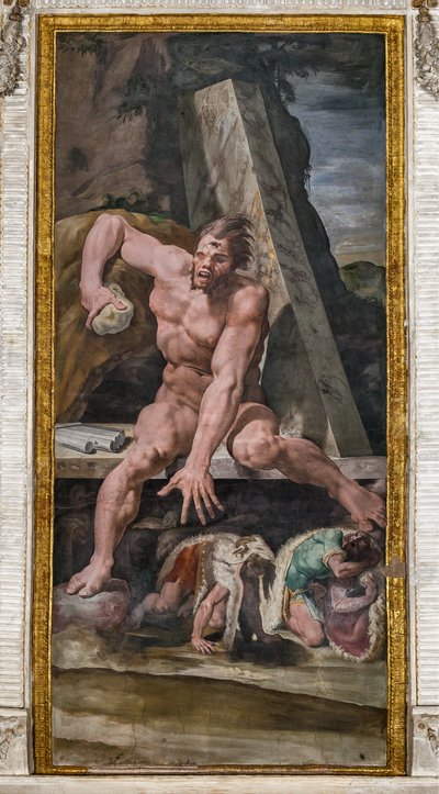 Ledsager af Ulysses, der flygter fra Polyphemus, detaljer fra Polyphemus Room af Pellegrino Tibaldi