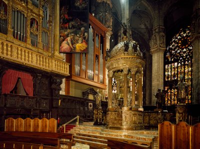Italien, Milanos katedral, præstegård med tabernakel, af Pellegrino Tibaldi kendt som Pellegrini af Pellegrino Tibaldi