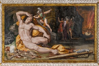 Ulysses blænder Polyphemus, detalje fra Polyphemus Room af Pellegrino Tibaldi
