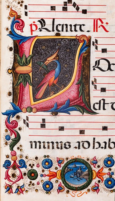 Piccolomini Bibliotek: korbog, torsk. 5.E, ff. 63r med "Foliated initial", af Pellegrino di Mariano. Detalje. af Pellegrino di Mariano