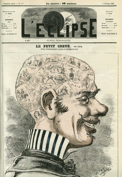 Lille Creve, studerer frenologi. Cover i "" L