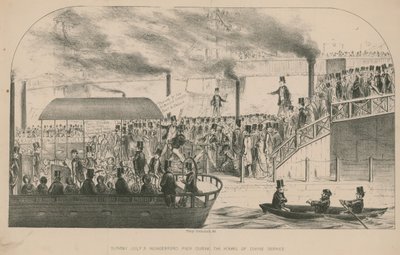 Hungerford Pier under gudstjenestens timer af Percy Cruikshank