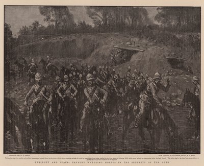 Tusmørke og fred, kavaleriet vander heste i skumringens sikkerhed af Percy F.S. Spence