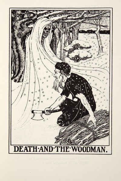 Death and the Woodman, fra Fontaine Fables, pub. 1905 (gravering) af Percy J. Billingshurst