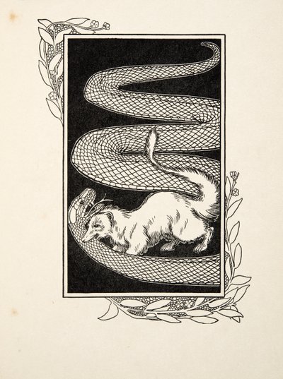 Snake Destroyers, fra A Hundred Anecdotes of Animals, pub. 1924 (gravering) af Percy J. Billingshurst