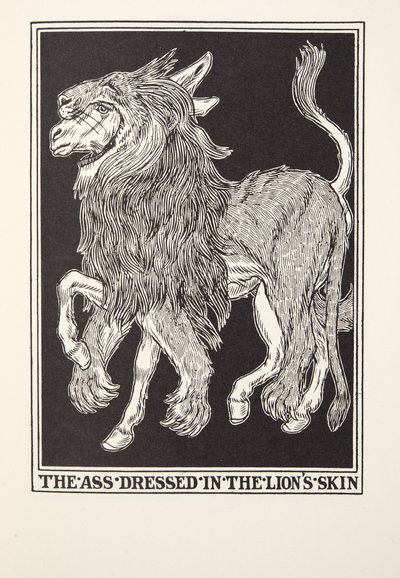 The Ass Dressed in the Lions Skin, fra Fontaine Fables, pub. 1905 af Percy J. Billingshurst