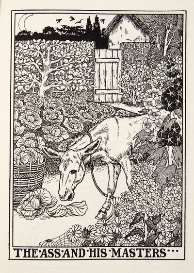 The Ass and his Masters, fra Fontaine Fables, pub. 1905 af Percy J. Billingshurst