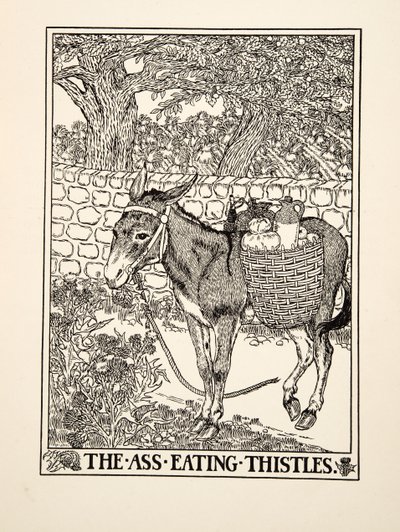 The Ass eating Thistles, fra A Hundred Fables of Aesop, pub.1903 af Percy J. Billingshurst