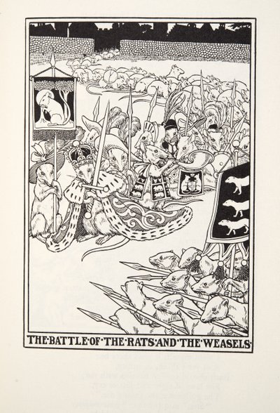 The Battle of the Rats and the Weasels, fra Fontaine Fables, pub. 1905 af Percy J. Billingshurst