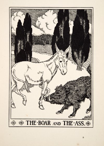 The Boar and the Ass, fra A Hundred Fables of Aesop, pub.1903 af Percy J. Billingshurst