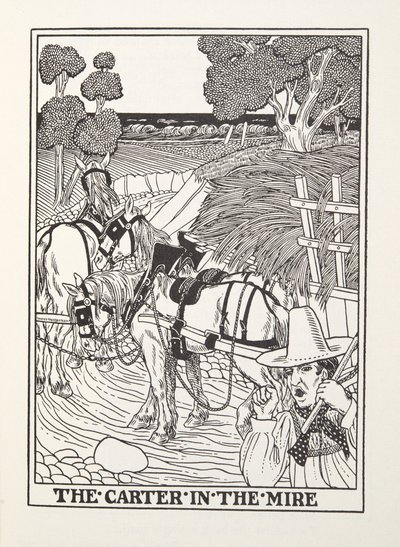 The Carter in the Mire, fra Fontaine Fables, pub. 1905 (gravering) af Percy J. Billingshurst