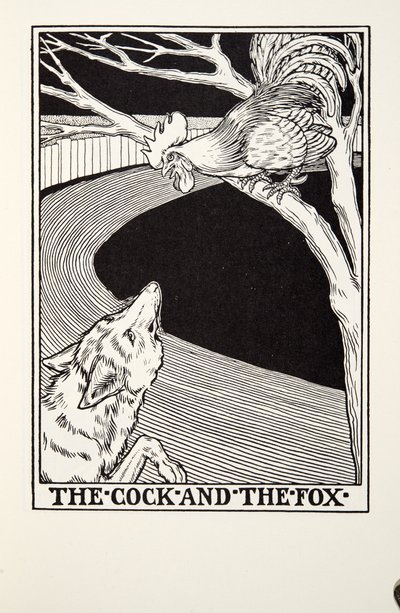 The Cock and the Fox, fra Fontaine Fables, pub. 1905 af Percy J. Billingshurst