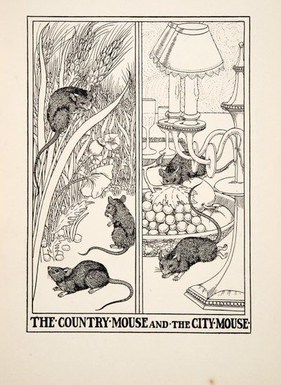 The Country Mouse and the City Mouse, fra A Hundred Fables of Aesop, pub.1903 af Percy J. Billingshurst