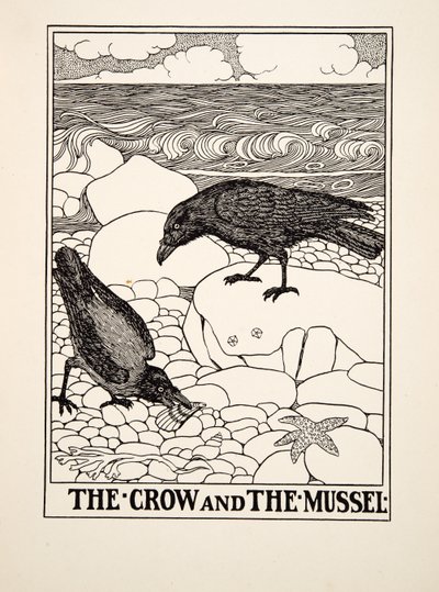 The Crow and the Mussel, fra A Hundred Fables of Aesop, pub.1903 af Percy J. Billingshurst