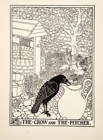 The Crow and the Pitcher, fra A Hundred Fables of Aesop, pub.1903 af Percy J. Billingshurst