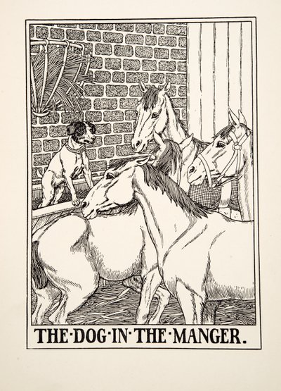 The Dog in the Manger, fra A Hundred Fables of Aesop, pub.1903 af Percy J. Billingshurst