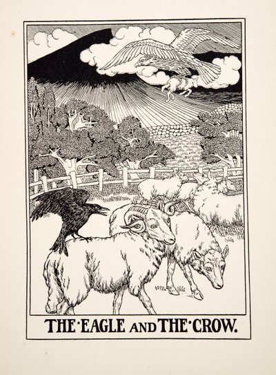The Eagle and the Crow, fra A Hundred Fables of Aesop, pub.1903 af Percy J. Billingshurst