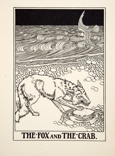 The Fox and the Crab, fra A Hundred Fables of Aesop, pub.1903 (gravering) af Percy J. Billingshurst