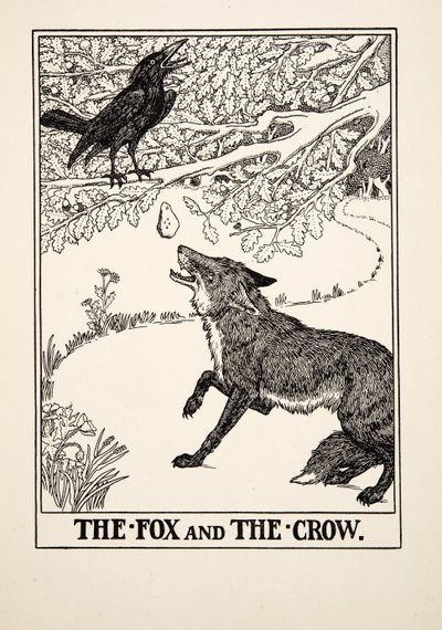 The Fox and the Crow, fra A Hundred Fables of Aesop, pub.1903 af Percy J. Billingshurst