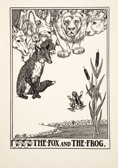 The Fox and the Frog, fra A Hundred Fables of Aesop, pub.1903 (gravering) af Percy J. Billingshurst