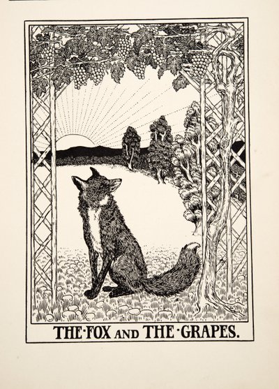 The Fox and the Grapes, fra A Hundred Fables of Aesop, pub.1903 af Percy J. Billingshurst
