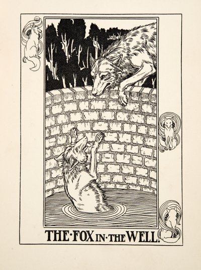 The Fox in the Well, fra A Hundred Fables of Aesop, pub.1903 af Percy J. Billingshurst