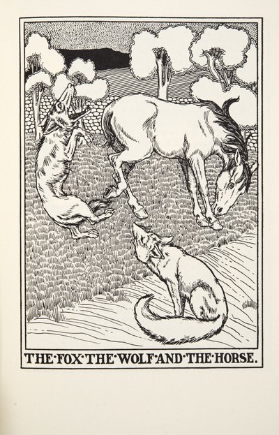The Fox, the Wolf and the Horse, fra Fontaine Fables, pub. 1905 af Percy J. Billingshurst