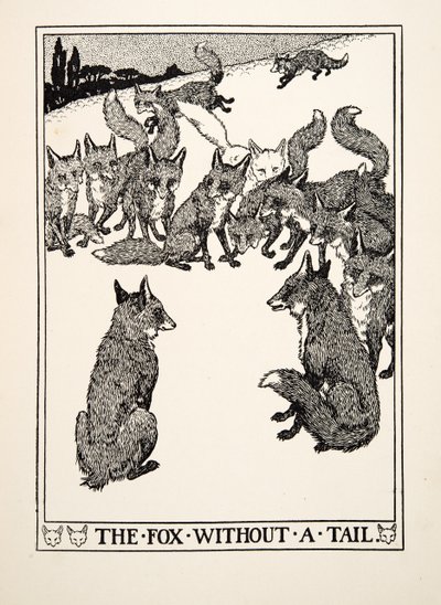The Fox without a Tail, fra A Hundred Fables of Aesop, pub.1903 af Percy J. Billingshurst