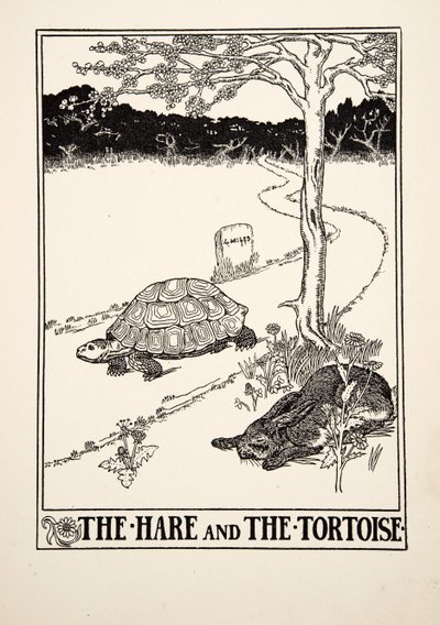 The Hare and the Tortoise, fra A Hundred Fables of Aesop, pub.1903 af Percy J. Billingshurst