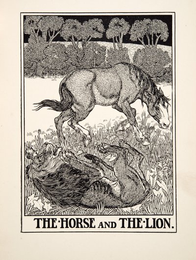 The Horse and the Lion, fra A Hundred Fables of Aesop, pub.1903 af Percy J. Billingshurst