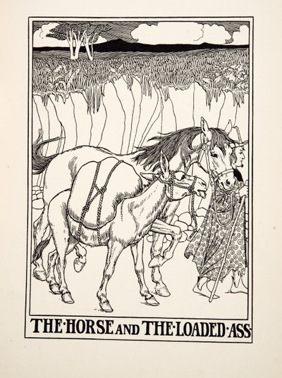 The Horse and the Loaded Ass, fra A Hundred Fables of Aesop, pub.1903 (gravering) af Percy J. Billingshurst
